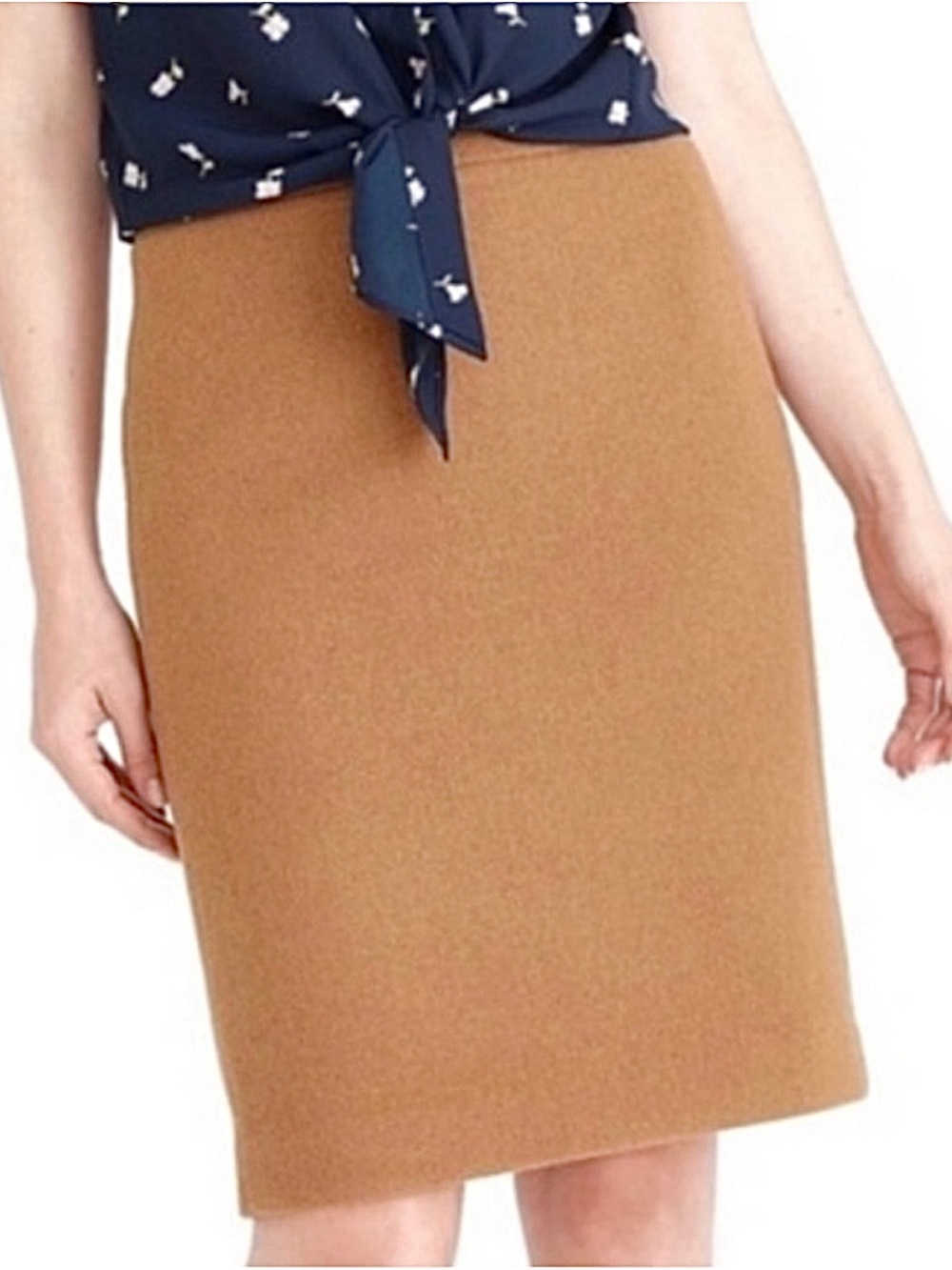 NWT J.Crew Mercantile Wool Blend Pencil Skirt Camel Brown Size 10